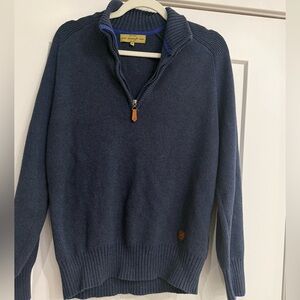 Dubarry Navy Blue Quarter Zip Jumper-
Size M - 100% Cotton